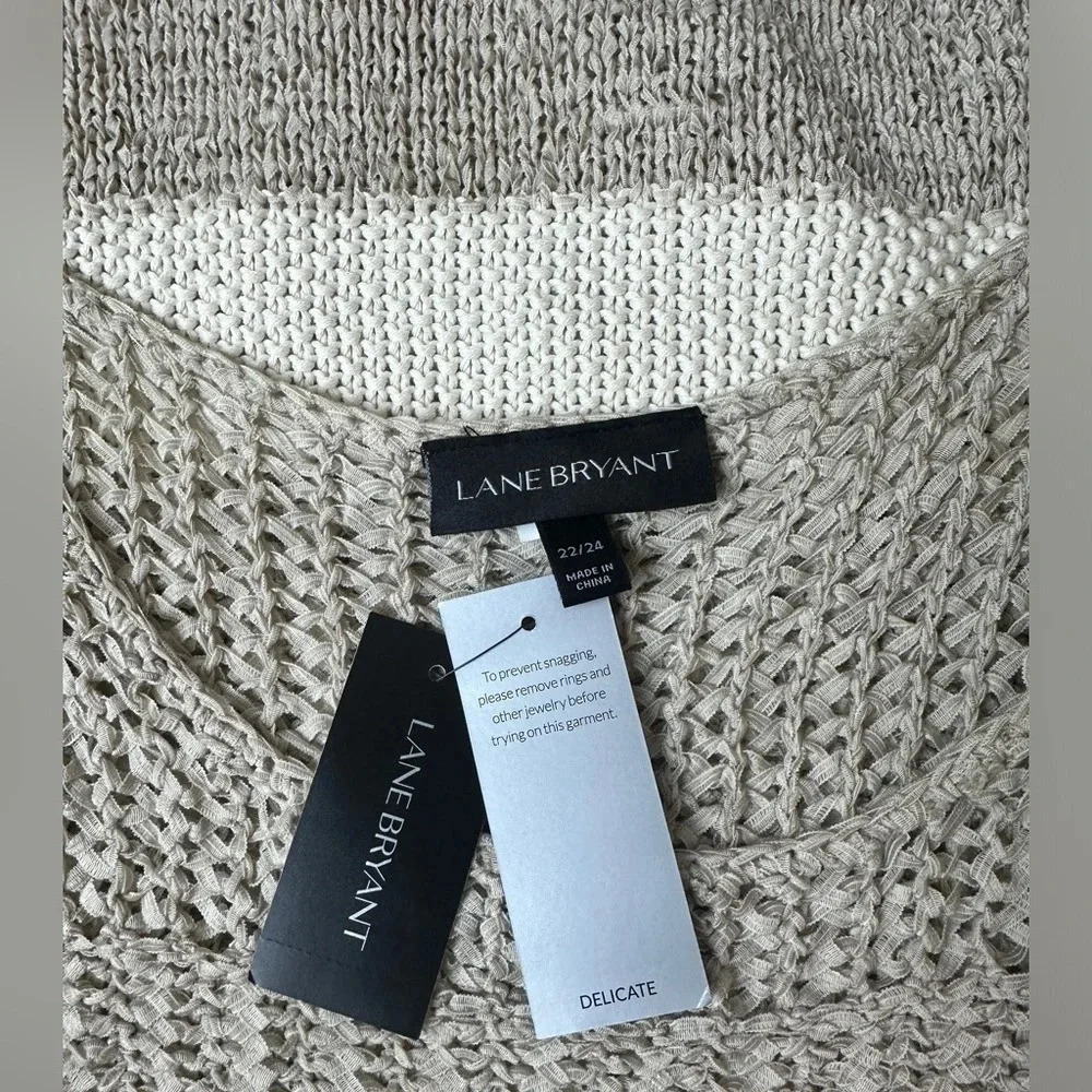 NWTs Lane Bryant Top Womens Plus 22/24 Beige Open Knit Tank Boho Casual Ladies - Picture 7 of 14